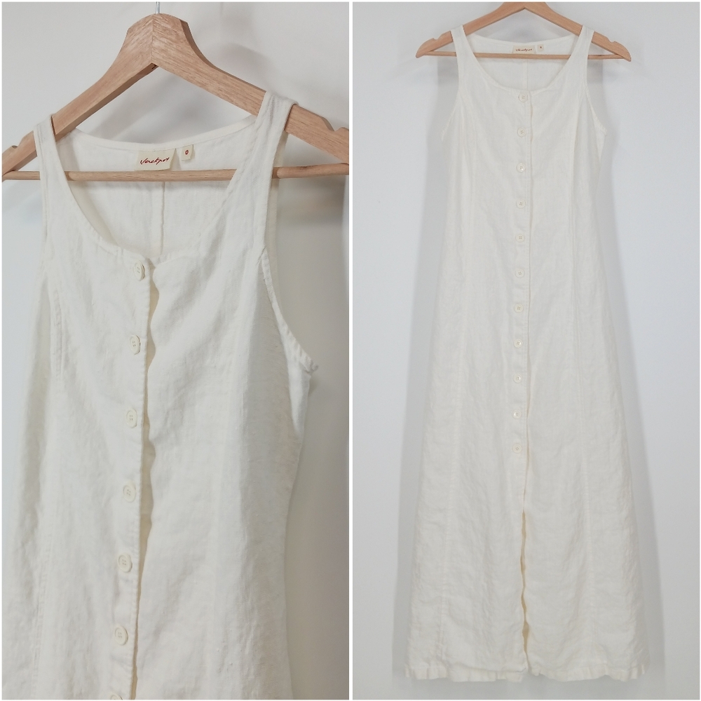 Jackpot Linen Button Front Midi Dress
